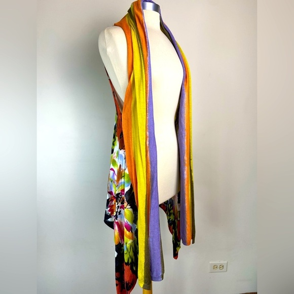 Adore Sweaters - ADORE Women's Medium Sleeveless Floral Art Longline Drape Cardigan Duster Boho